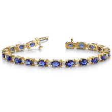 Elegant Diamond and Oval Colored Stone Bracelet 925 Silver Jewelry